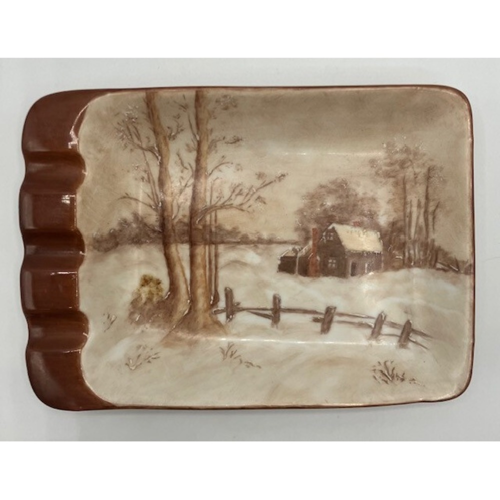 Handcrafted Ceramic Ashtray Vintage 1959 Signed and‎ Dated 7.5"Length